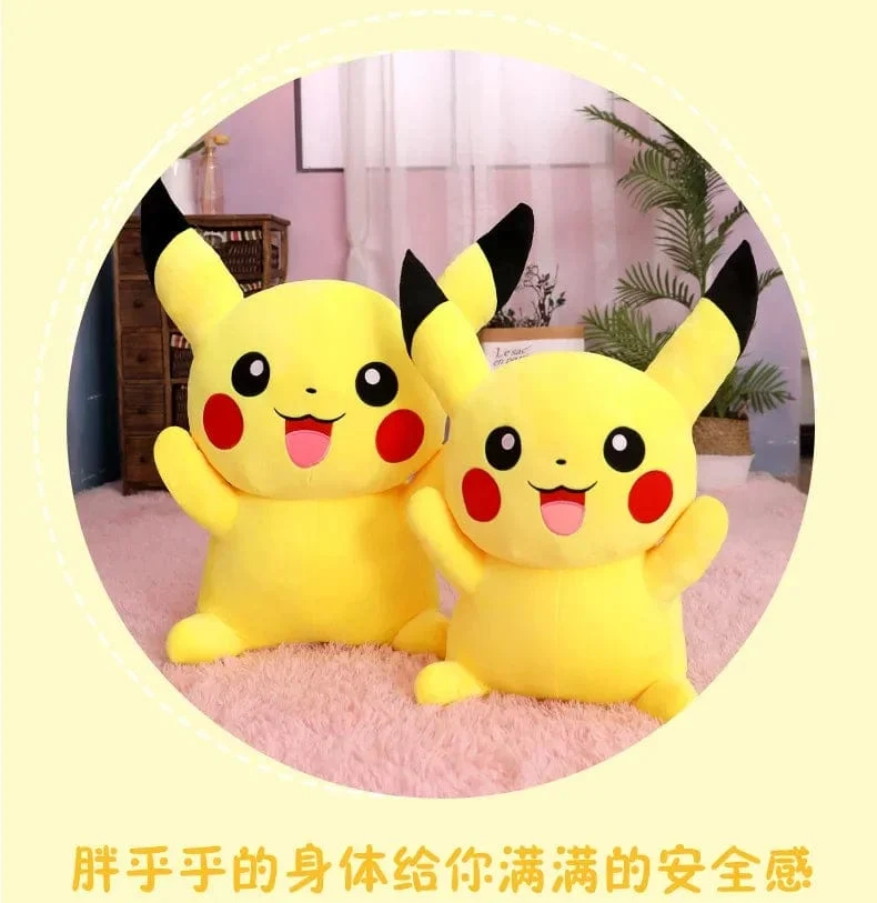 80 cm große Pokemon Pikachu Plüschpuppe Japanischer Anime Süßes und weiches Pikachu Kinderbegleitkollektion Spielzeug Geschenke