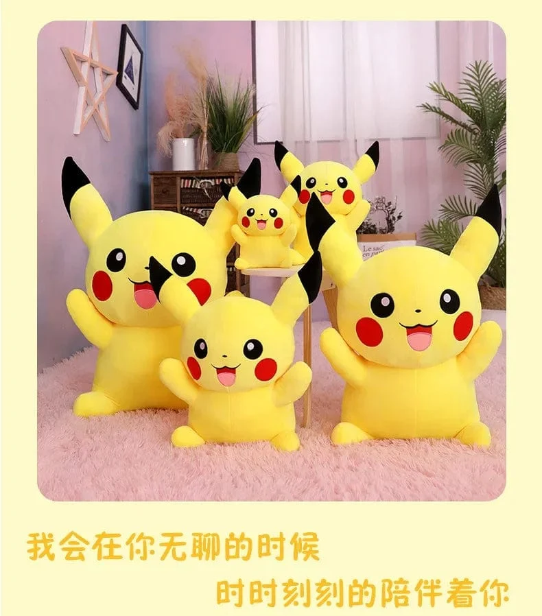 80 cm große Pokemon Pikachu Plüschpuppe Japanischer Anime Süßes und weiches Pikachu Kinderbegleitkollektion Spielzeug Geschenke