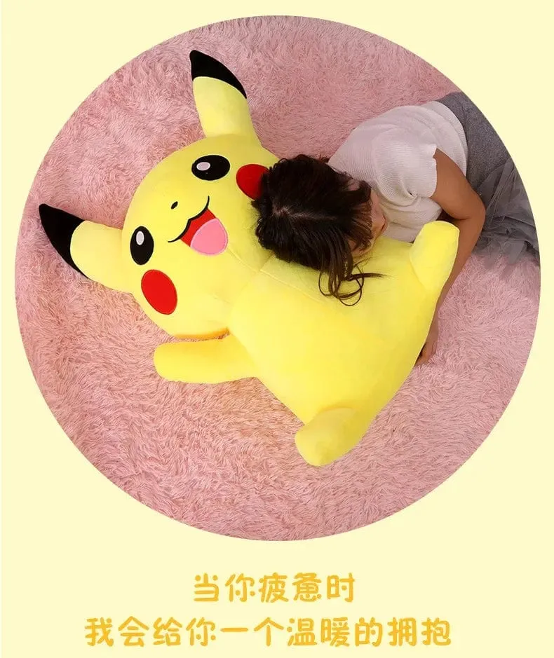 80 cm große Pokemon Pikachu Plüschpuppe Japanischer Anime Süßes und weiches Pikachu Kinderbegleitkollektion Spielzeug Geschenke