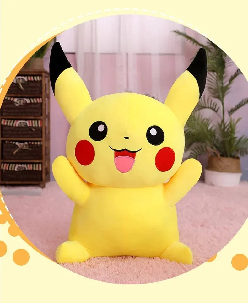 80 cm große Pokemon Pikachu Plüschpuppe Japanischer Anime Süßes und weiches Pikachu Kinderbegleitkollektion Spielzeug Geschenke