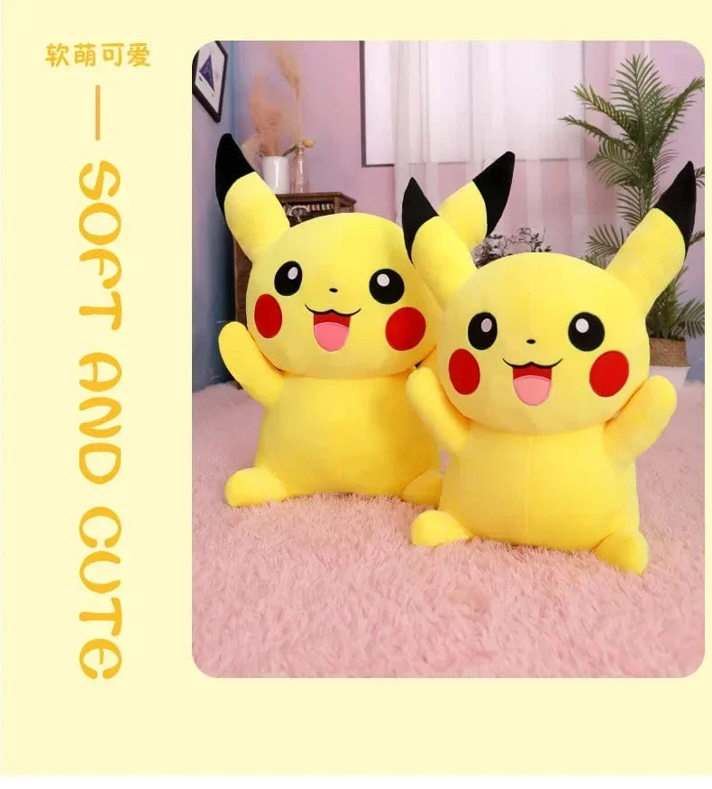 80 cm große Pokemon Pikachu Plüschpuppe Japanischer Anime Süßes und weiches Pikachu Kinderbegleitkollektion Spielzeug Geschenke