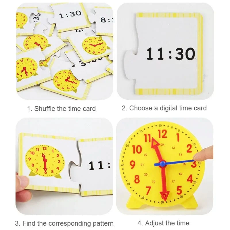 Kinder Montessori Uhr Pädagogisches Spielzeug Stunde Minute Sekunde Erkenntnis Matching Puzzle Spielzeug Kinder Frühen Vorschulischen Lehrmittel