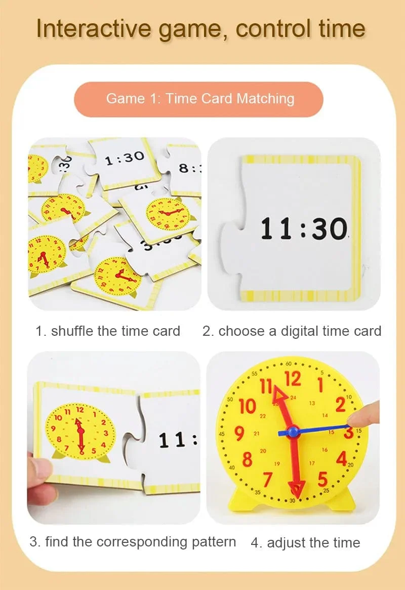 Kinder Montessori Uhr Pädagogisches Spielzeug Stunde Minute Sekunde Erkenntnis Matching Puzzle Spielzeug Kinder Frühen Vorschulischen Lehrmittel