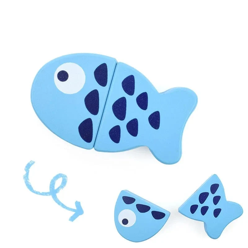 Neu Montessori Simulation Tier Magnetische Spielhaus Fisch Garnelen Krabben Shell Gewürz Sashimi Backen Spielzeug Holz Pädagogisches Spielzeug