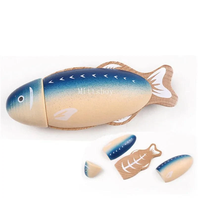 Neu Montessori Simulation Tier Magnetische Spielhaus Fisch Garnelen Krabben Shell Gewürz Sashimi Backen Spielzeug Holz Pädagogisches Spielzeug
