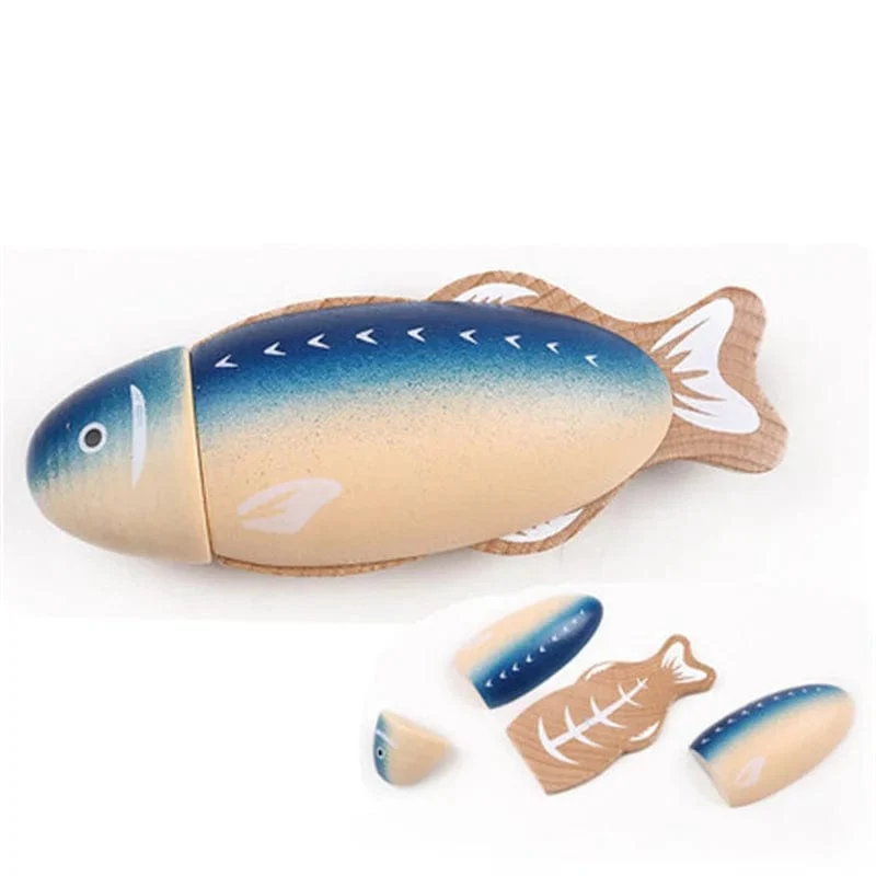 Neu Montessori Simulation Tier Magnetische Spielhaus Fisch Garnelen Krabben Shell Gewürz Sashimi Backen Spielzeug Holz Pädagogisches Spielzeug