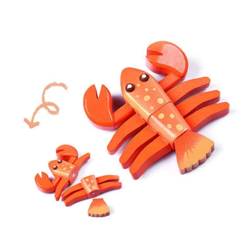 Neu Montessori Simulation Tier Magnetische Spielhaus Fisch Garnelen Krabben Shell Gewürz Sashimi Backen Spielzeug Holz Pädagogisches Spielzeug