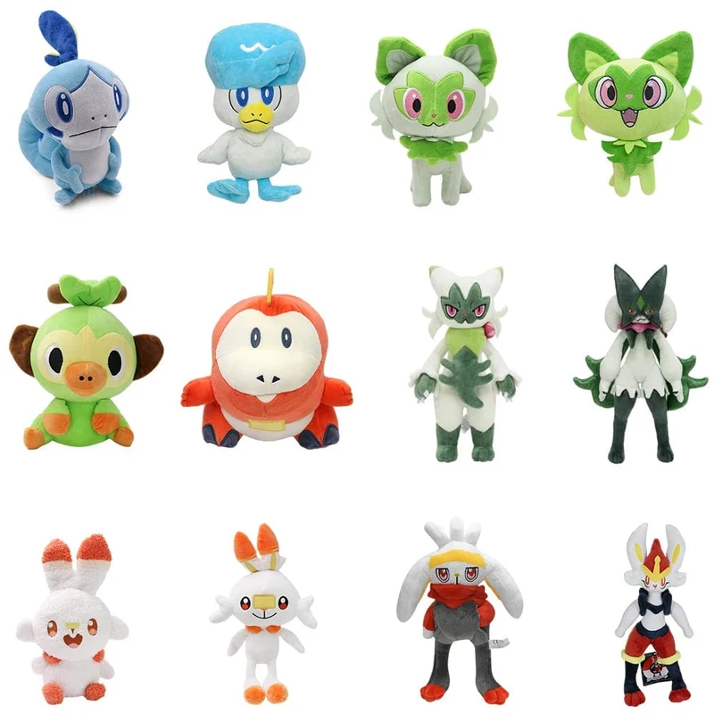 Scorbunny Grookey Sobble Pokemon Plüschpuppe Sprigatito Quaxly Fuecoco Floragato Meowscarada Anime Gefülltes Peluche Spielzeug Geschenke
