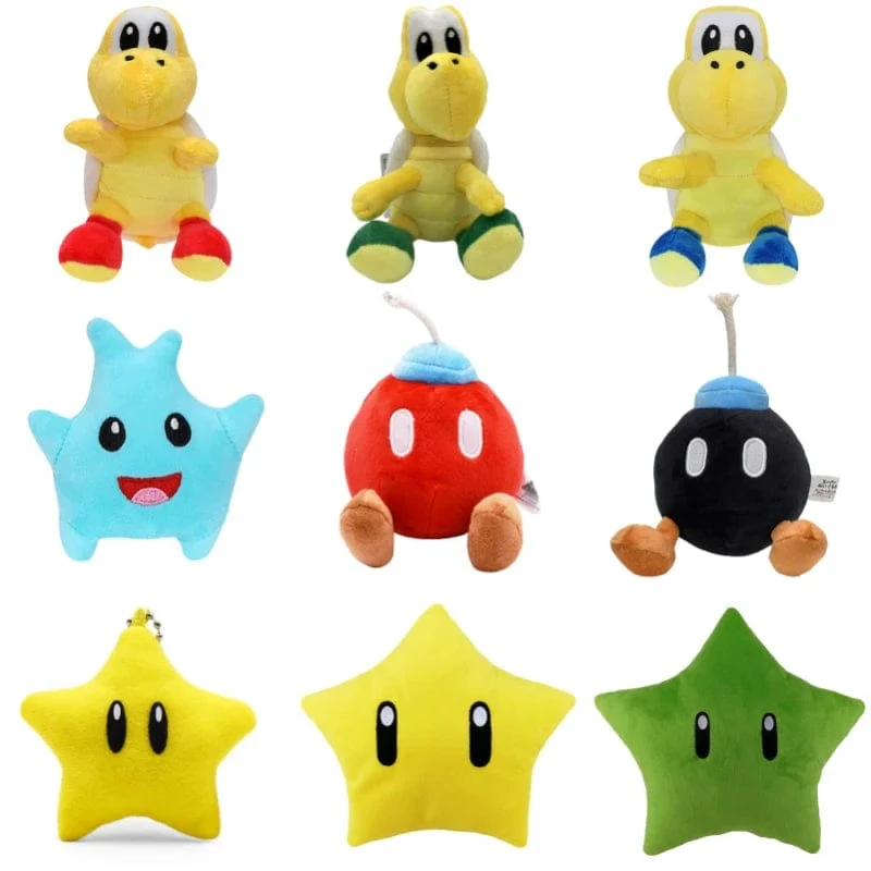 Kawaii Mario Bros Koopa Troopa Bob-omb Buddy Super Star Weiches Plüschtier Lustiges Anime Gefülltes gelbes Super Star Peluche Doll