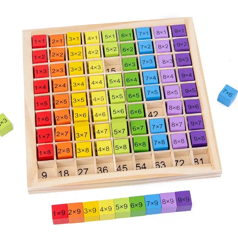 7 Zoll x 7 Zoll Montessori-Lernbrett aus Holz zum Einmaleins für Kinder, Rechenlehrmittel, Mathe-Spielzeug für Kinder