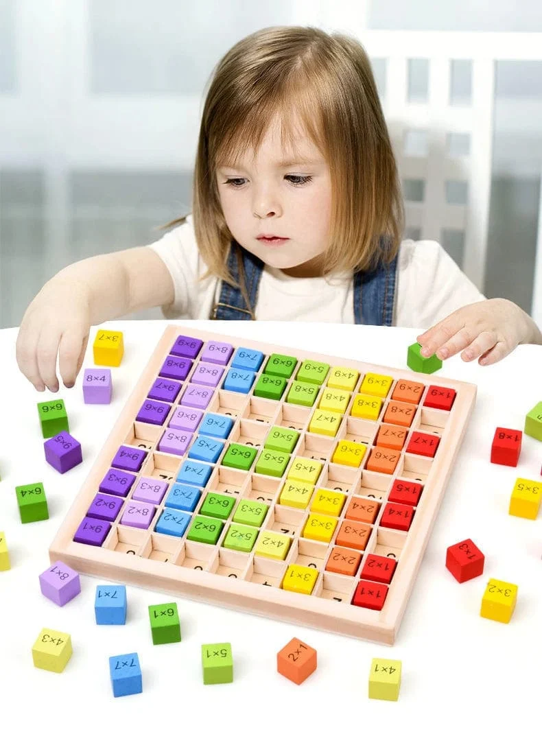 7 Zoll x 7 Zoll Montessori-Lernbrett aus Holz zum Einmaleins für Kinder, Rechenlehrmittel, Mathe-Spielzeug für Kinder
