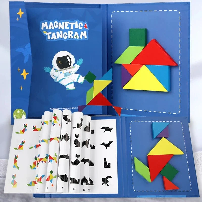 Heißes magnetisches 3D-Puzzle, geometrische Formen, Tangram, Puzzlebrett, Kinder, Montessori-Spiele, Kinder, pädagogisches Holzspielzeug