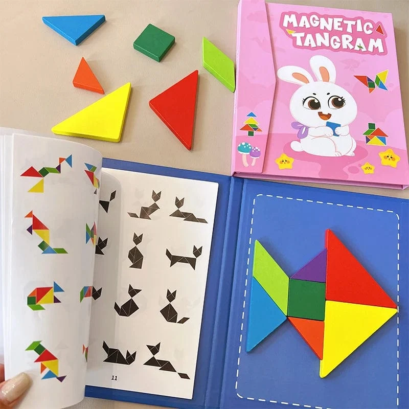 Heißes magnetisches 3D-Puzzle, geometrische Formen, Tangram, Puzzlebrett, Kinder, Montessori-Spiele, Kinder, pädagogisches Holzspielzeug