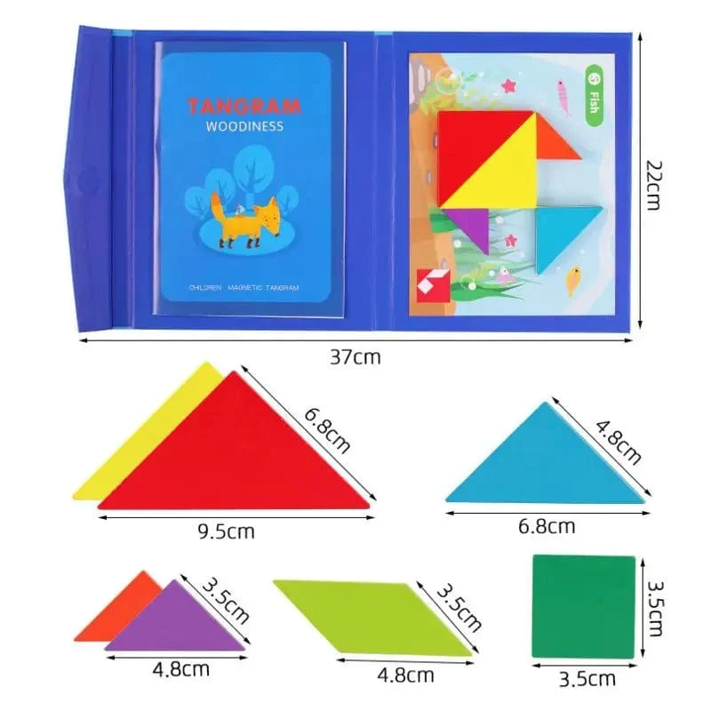 Heißes magnetisches 3D-Puzzle, geometrische Formen, Tangram, Puzzlebrett, Kinder, Montessori-Spiele, Kinder, pädagogisches Holzspielzeug