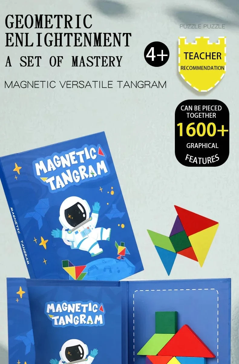 Heißes magnetisches 3D-Puzzle, geometrische Formen, Tangram, Puzzlebrett, Kinder, Montessori-Spiele, Kinder, pädagogisches Holzspielzeug