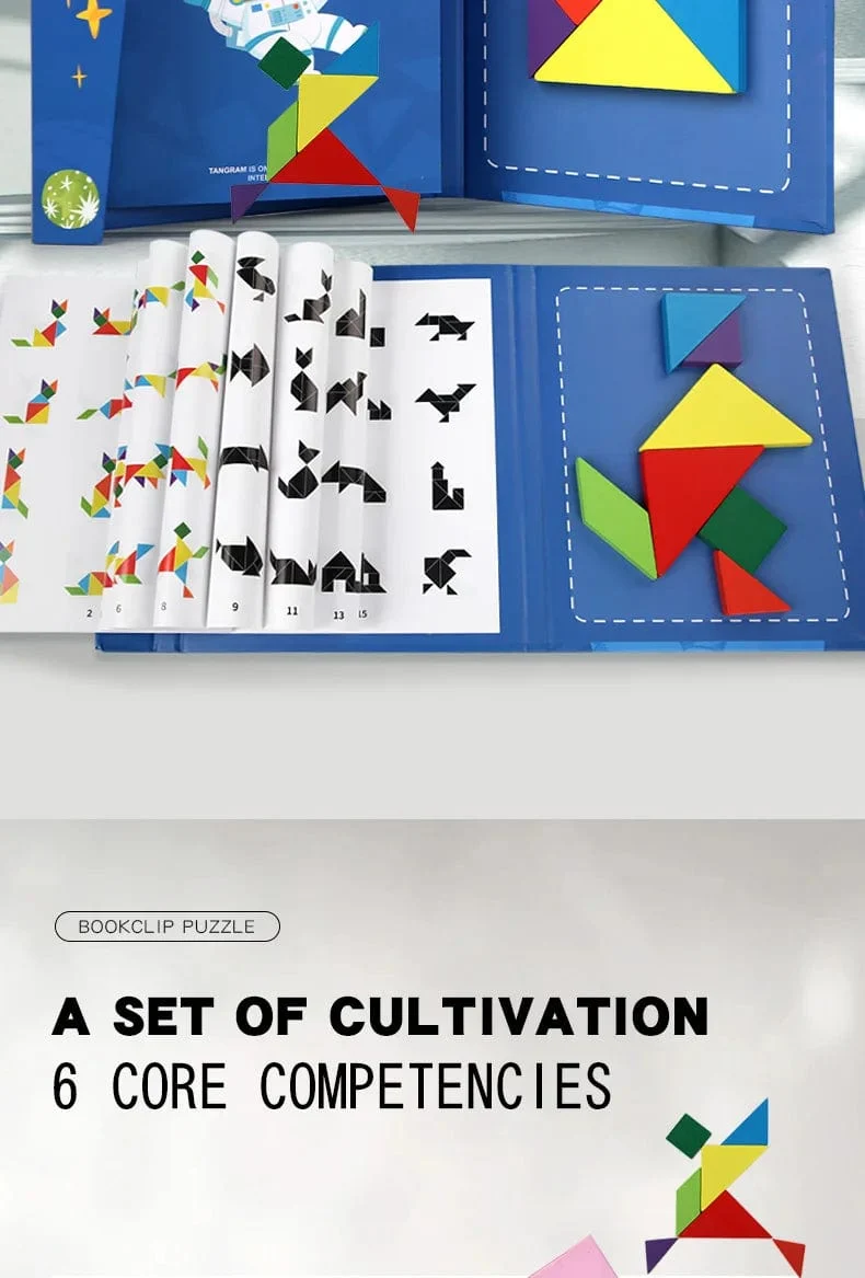 Heißes magnetisches 3D-Puzzle, geometrische Formen, Tangram, Puzzlebrett, Kinder, Montessori-Spiele, Kinder, pädagogisches Holzspielzeug