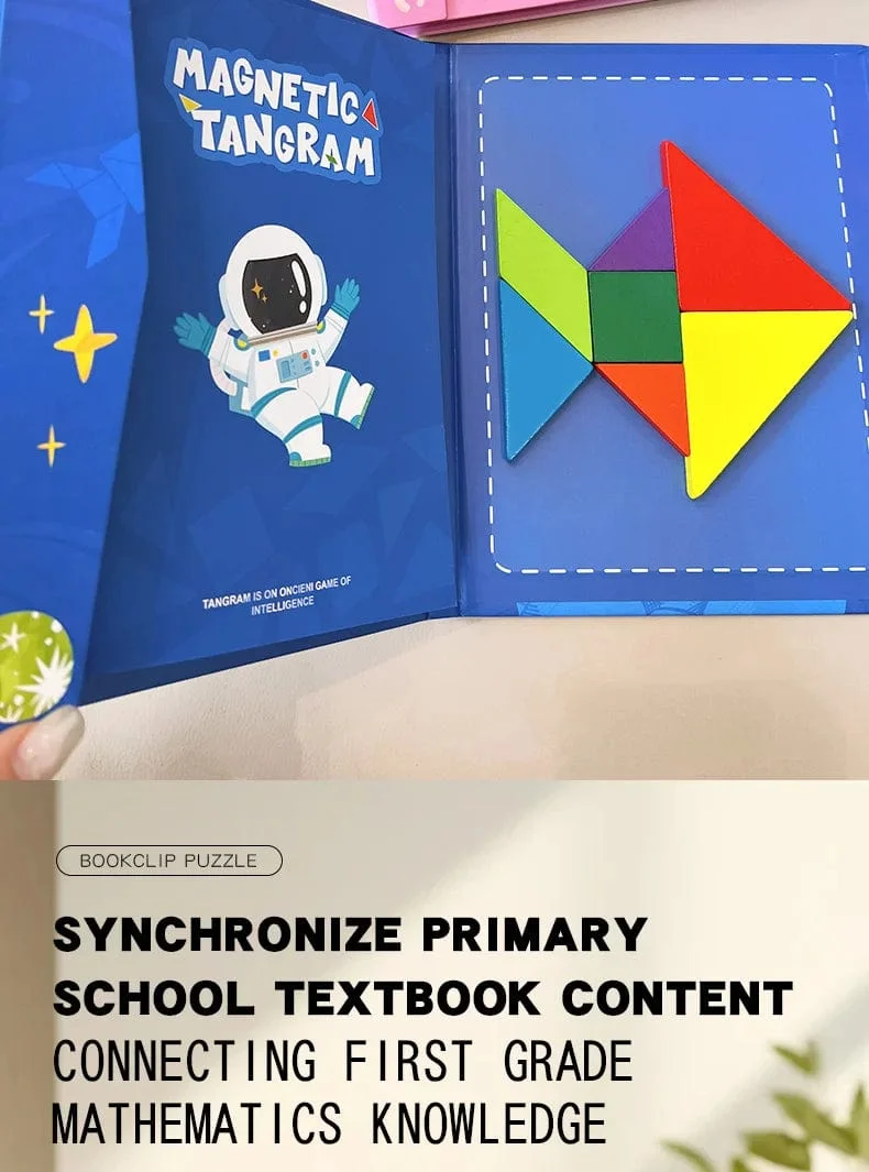 Heißes magnetisches 3D-Puzzle, geometrische Formen, Tangram, Puzzlebrett, Kinder, Montessori-Spiele, Kinder, pädagogisches Holzspielzeug