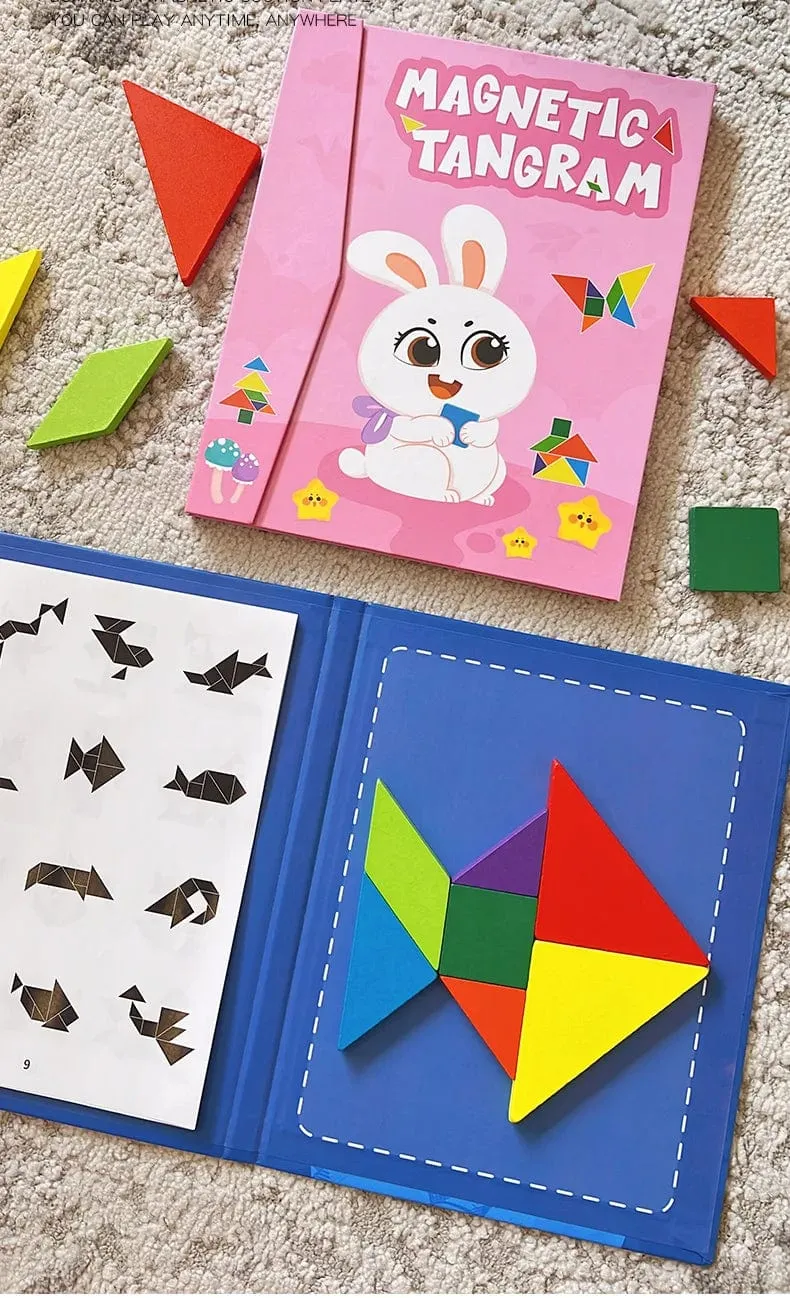 Heißes magnetisches 3D-Puzzle, geometrische Formen, Tangram, Puzzlebrett, Kinder, Montessori-Spiele, Kinder, pädagogisches Holzspielzeug