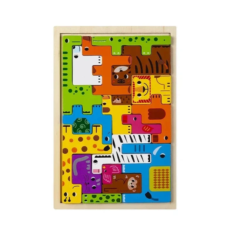 Neues Cartoon-3D-Puzzle aus Holz, Tangram, Mathe-Spielzeug, Würfelspiel, Kinder, Vorschulkinder, Magination, Formen, Puzzle, pädagogisches Spielzeug für Kinder