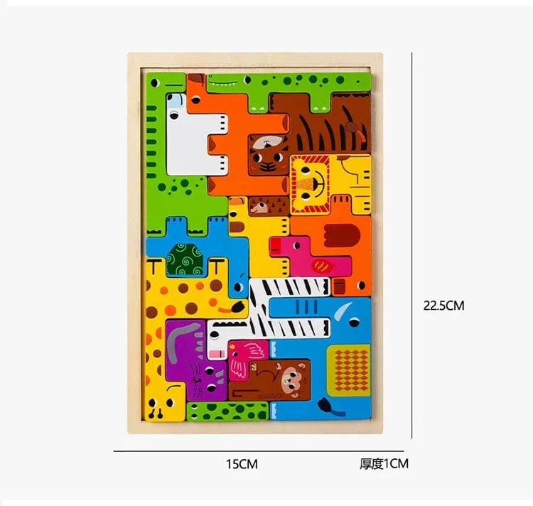 Neues Cartoon-3D-Puzzle aus Holz, Tangram, Mathe-Spielzeug, Würfelspiel, Kinder, Vorschulkinder, Magination, Formen, Puzzle, pädagogisches Spielzeug für Kinder