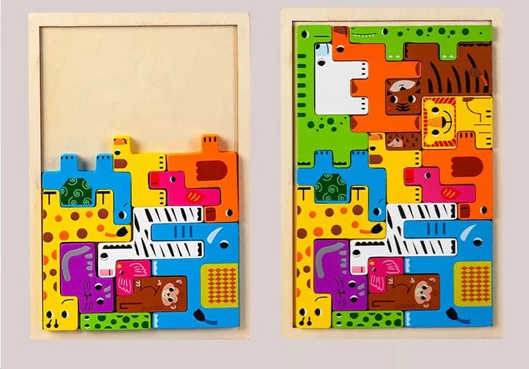 Neues Cartoon-3D-Puzzle aus Holz, Tangram, Mathe-Spielzeug, Würfelspiel, Kinder, Vorschulkinder, Magination, Formen, Puzzle, pädagogisches Spielzeug für Kinder