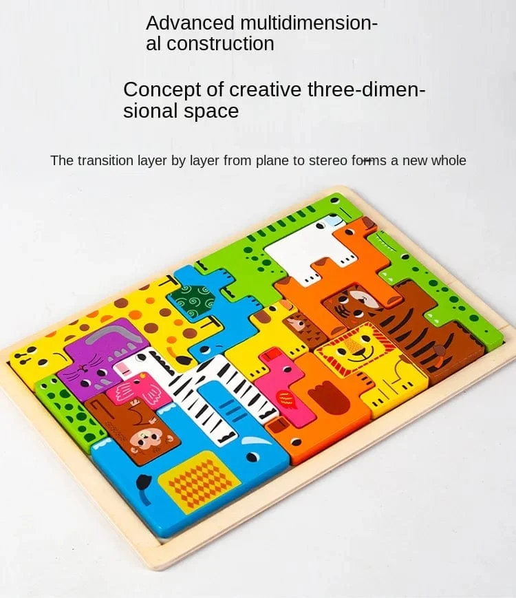 Neues Cartoon-3D-Puzzle aus Holz, Tangram, Mathe-Spielzeug, Würfelspiel, Kinder, Vorschulkinder, Magination, Formen, Puzzle, pädagogisches Spielzeug für Kinder