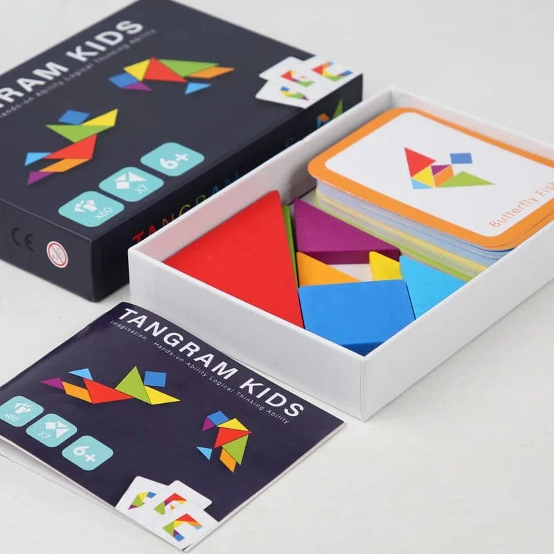 Holz Tangram Puzzle Brettspiele Kinder Montessori Lernspielzeug Kinder Kindergarten Geometrische Form Lehrmittel