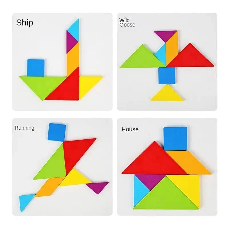 Holz Tangram Puzzle Brettspiele Kinder Montessori Lernspielzeug Kinder Kindergarten Geometrische Form Lehrmittel