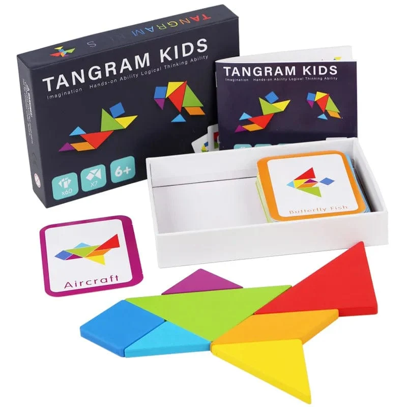 Holz Tangram Puzzle Brettspiele Kinder Montessori Lernspielzeug Kinder Kindergarten Geometrische Form Lehrmittel