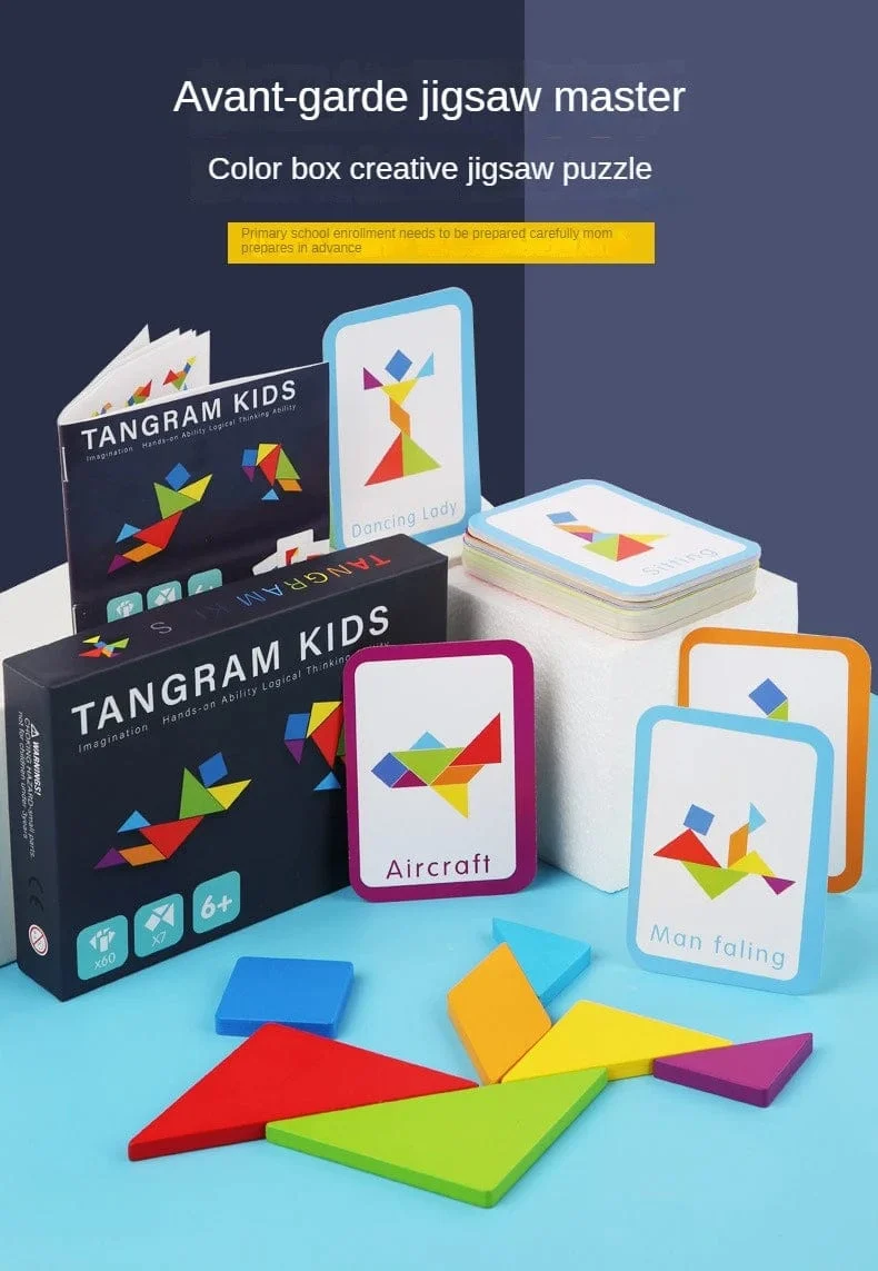 Holz Tangram Puzzle Brettspiele Kinder Montessori Lernspielzeug Kinder Kindergarten Geometrische Form Lehrmittel