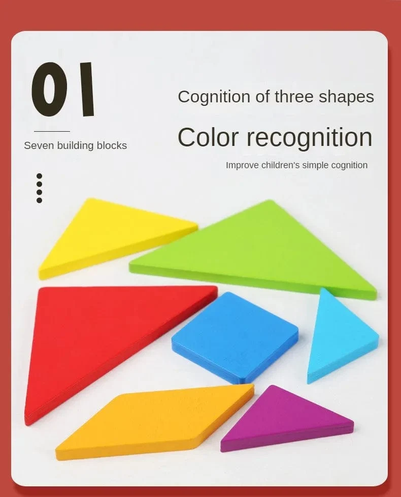 Holz Tangram Puzzle Brettspiele Kinder Montessori Lernspielzeug Kinder Kindergarten Geometrische Form Lehrmittel