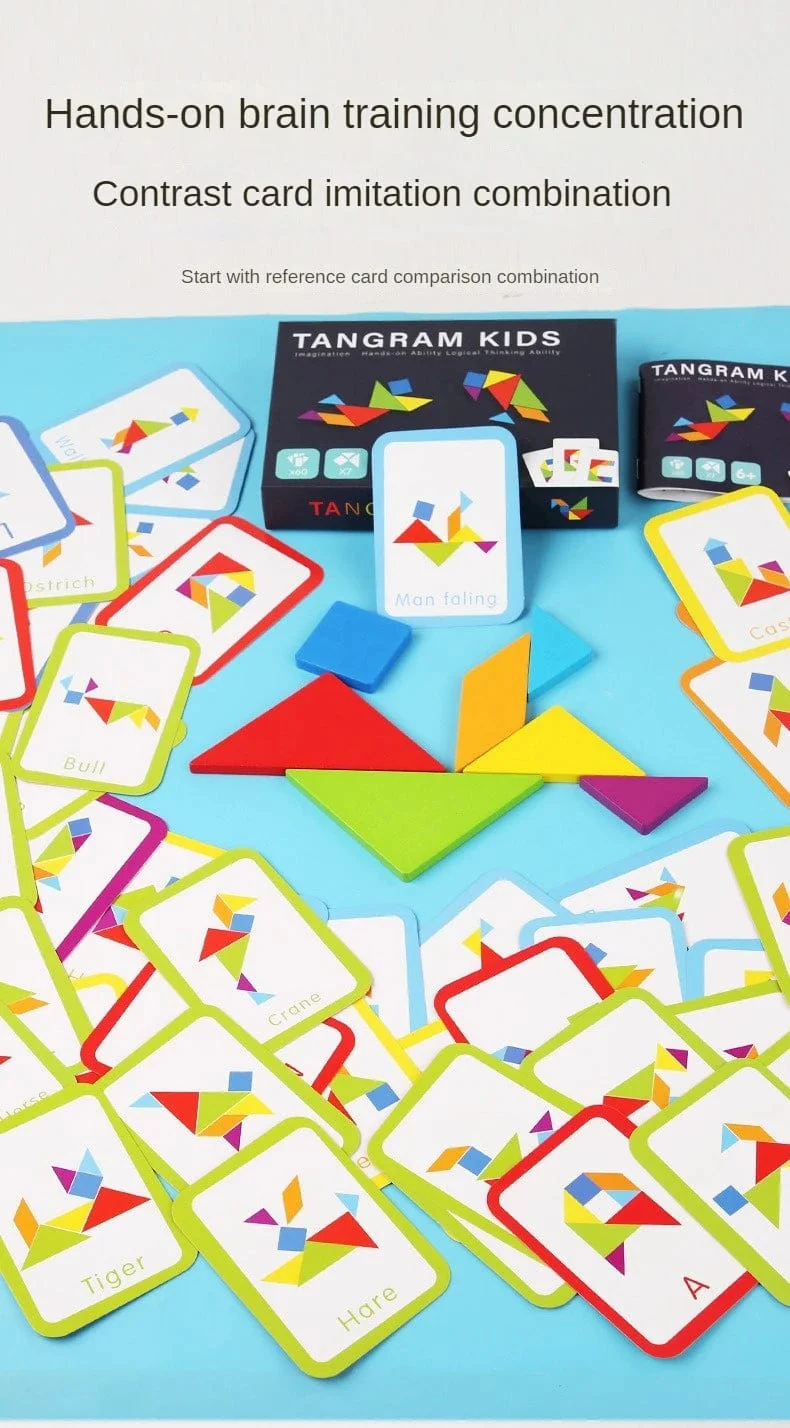 Holz Tangram Puzzle Brettspiele Kinder Montessori Lernspielzeug Kinder Kindergarten Geometrische Form Lehrmittel