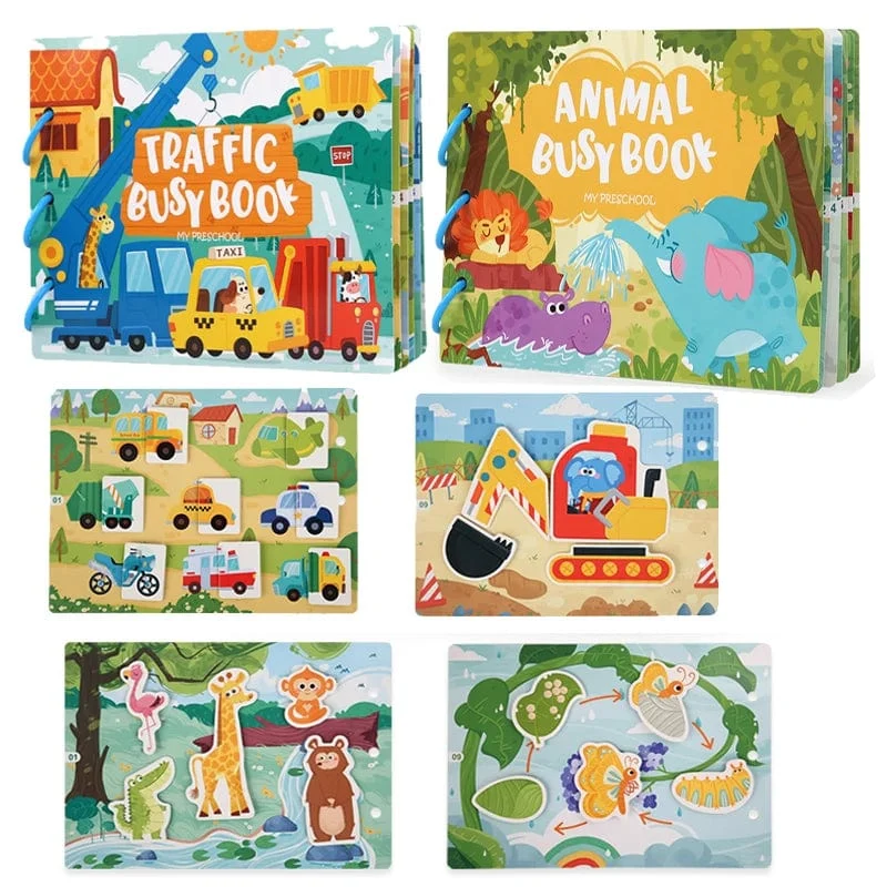 Kinderaufkleber, ruhiges Beschäftigungsbuch, Baby-Montessori-Material, Spielzeugbrett, passende Puzzlespiele, frühes Lernspielzeug für Kleinkinder