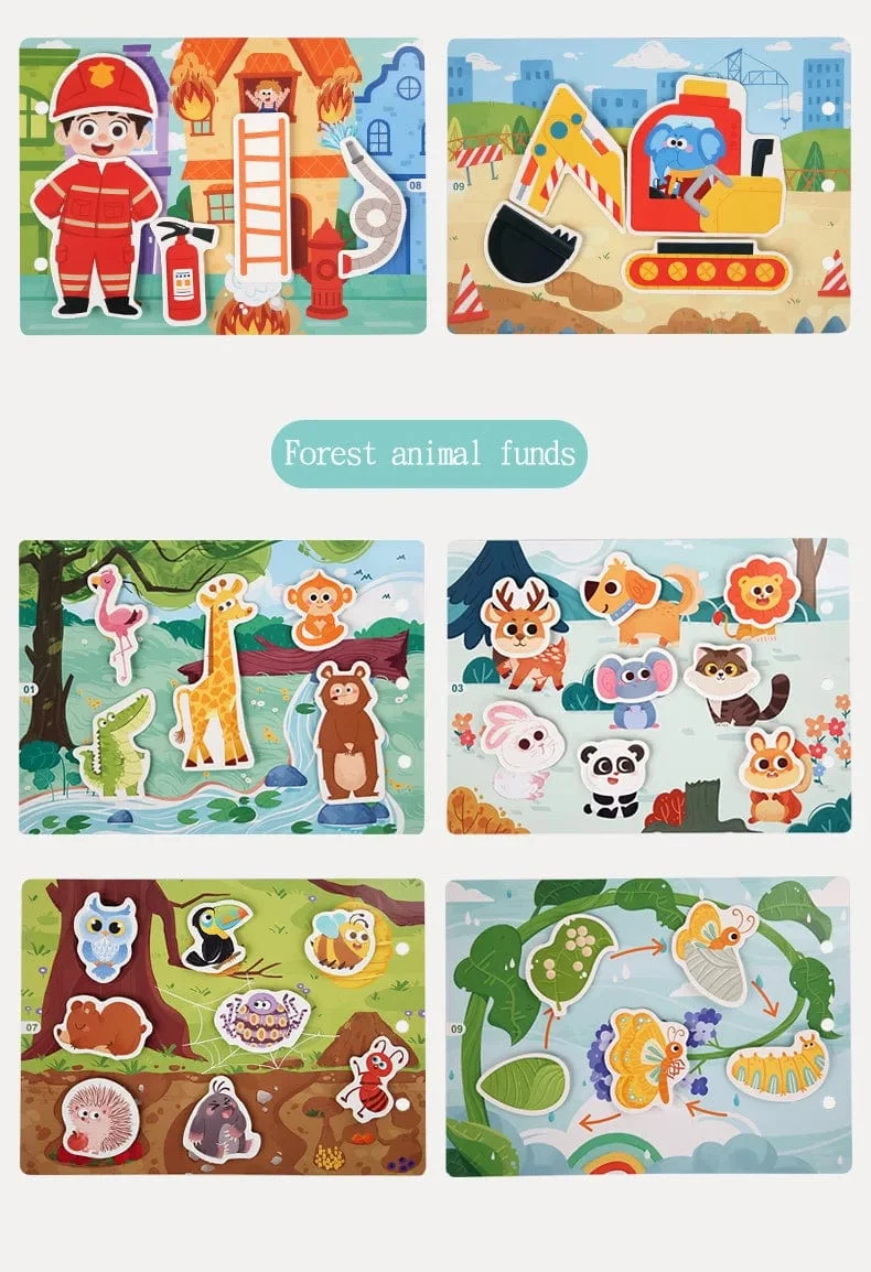 Kinderaufkleber, ruhiges Beschäftigungsbuch, Baby-Montessori-Material, Spielzeugbrett, passende Puzzlespiele, frühes Lernspielzeug für Kleinkinder