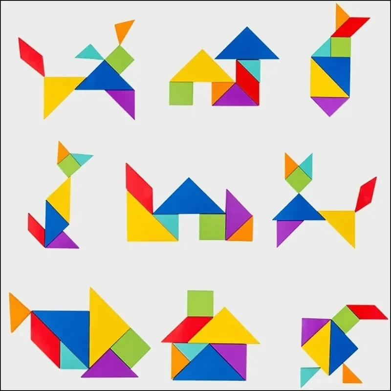 Magnetisches 3D-Puzzlebuch, geometrische Formen, Tangram, Puzzlebrett, Montessori-Spiele für Kinder, Baby, pädagogisches Holzspielzeug, Geschenke für Kinder