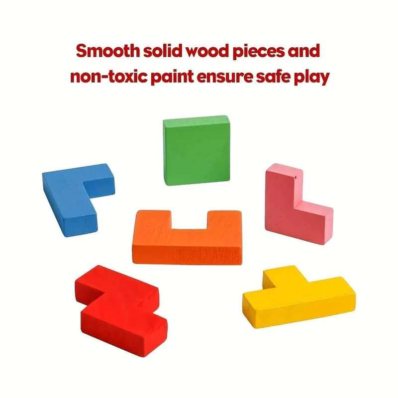 Holzpuzzles Blöcke Denksportaufgaben Spielzeug Tangram Buntes Puzzlespiel Vorschulisches pädagogisches Geschenk für Babys Kleinkinder Kinder