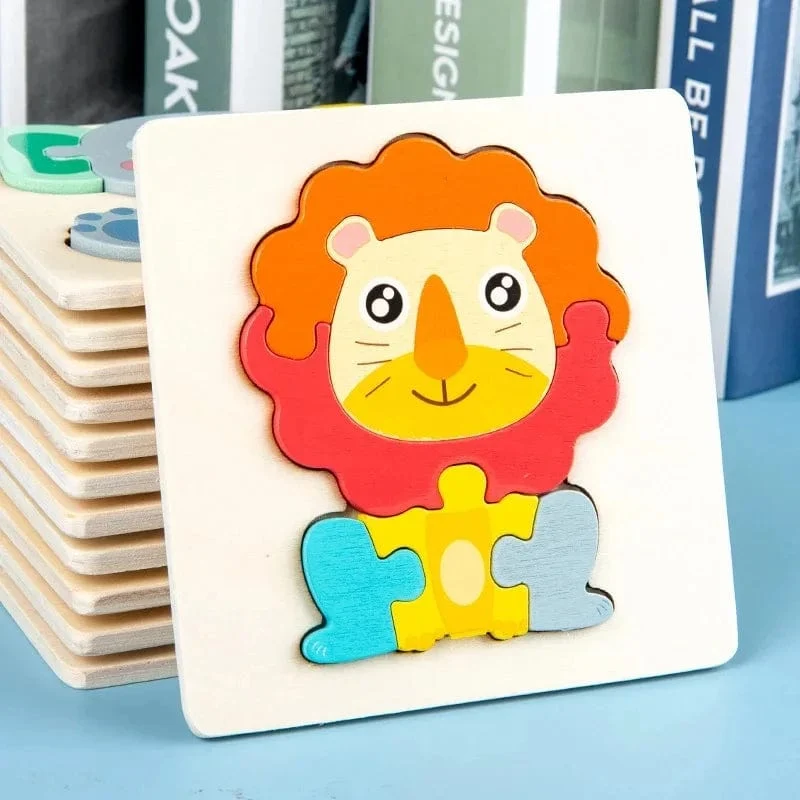 Holzpuzzle Montessori Tiere Karton Buntes Lernspielzeug Tangram Jigzaw Kognitives Holz Für Kinder Kinder Geschenk