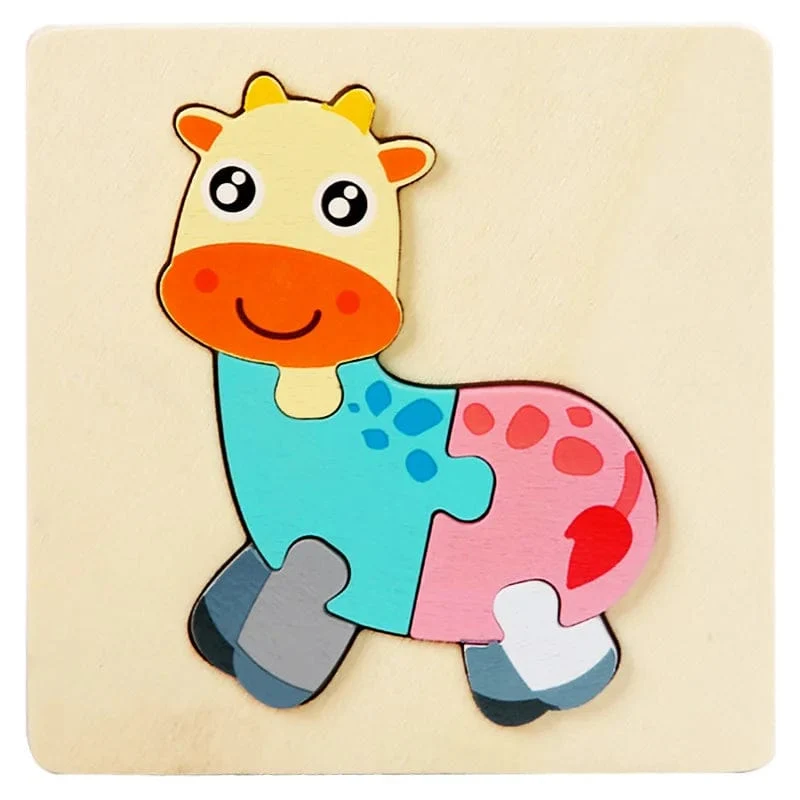 Holzpuzzle Montessori Tiere Karton Buntes Lernspielzeug Tangram Jigzaw Kognitives Holz Für Kinder Kinder Geschenk