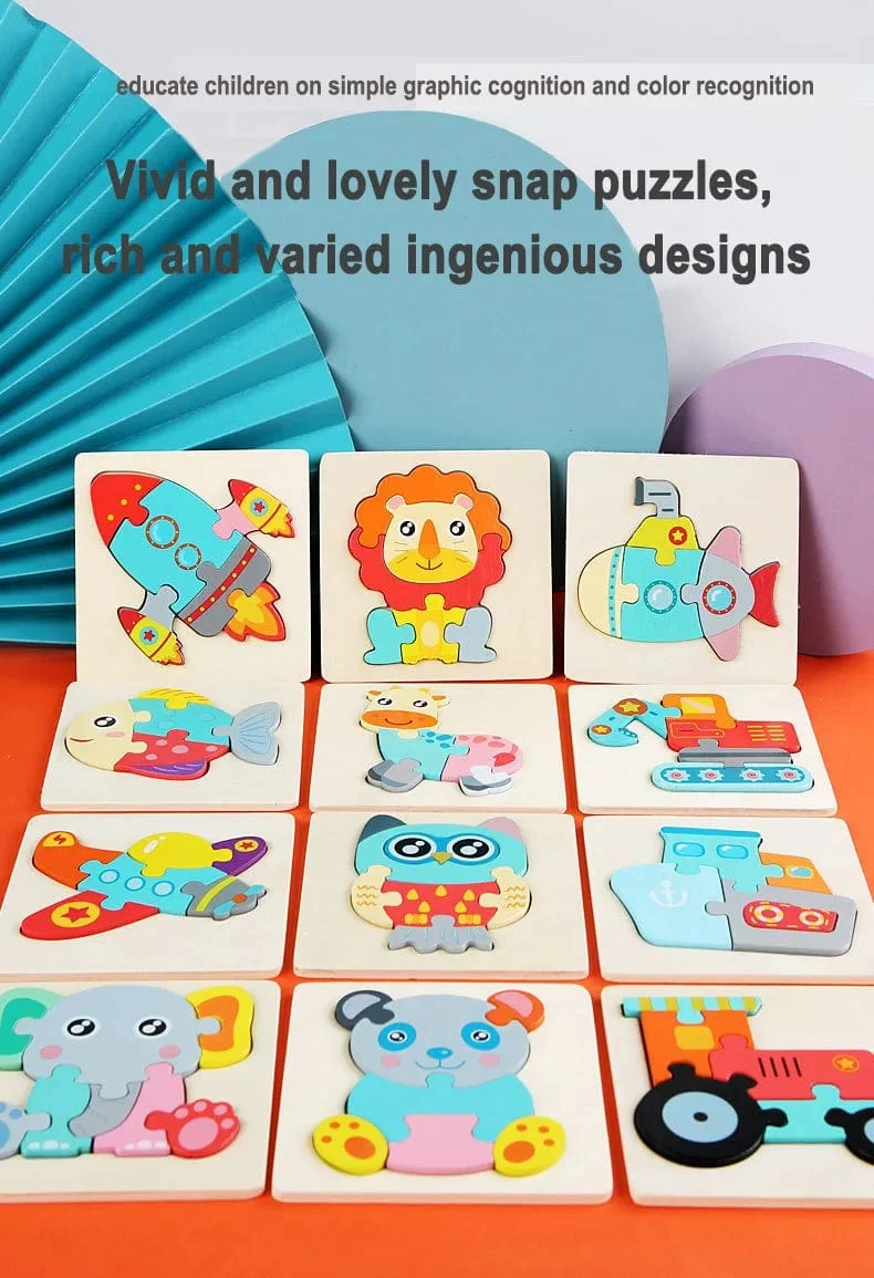 Holzpuzzle Montessori Tiere Karton Buntes Lernspielzeug Tangram Jigzaw Kognitives Holz Für Kinder Kinder Geschenk