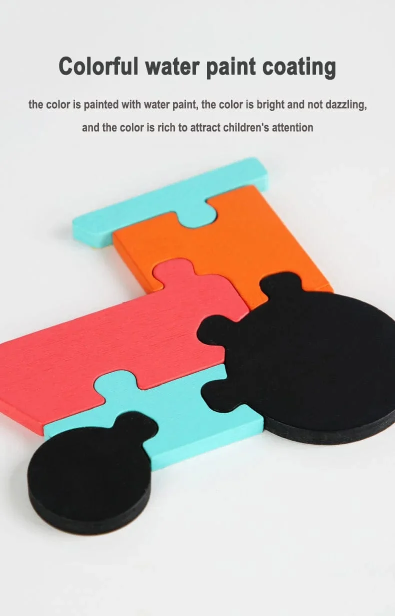Holzpuzzle Montessori Tiere Karton Buntes Lernspielzeug Tangram Jigzaw Kognitives Holz Für Kinder Kinder Geschenk