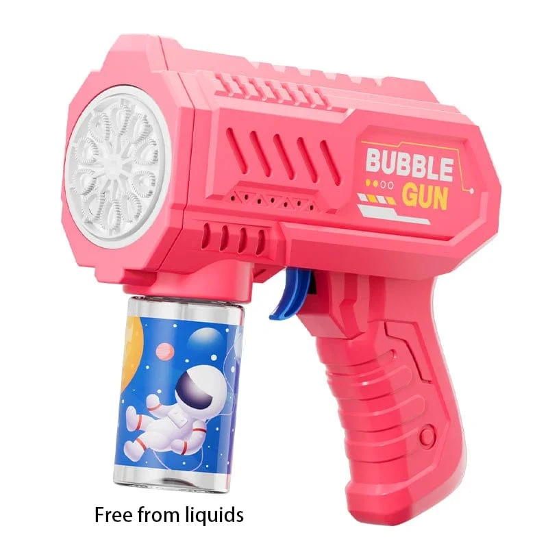 Neue poröse Astronauten-Elektro-Seifenblasenpistole, Kinderspielzeug, Seifenblasenmaschine, automatische Seifenblase mit Licht, Sommer-Party-Spiele im Freien