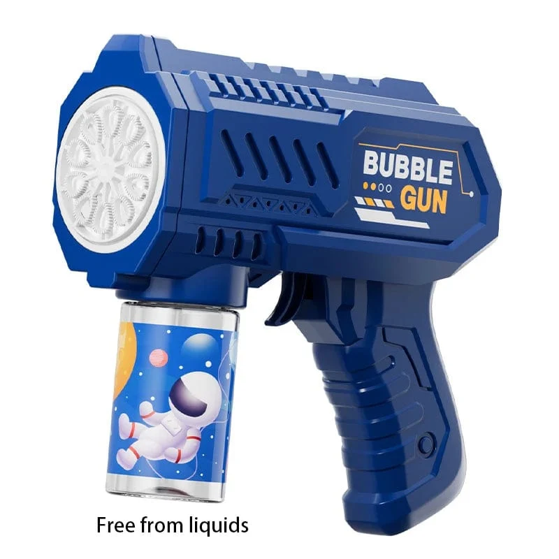 Neue poröse Astronauten-Elektro-Seifenblasenpistole, Kinderspielzeug, Seifenblasenmaschine, automatische Seifenblase mit Licht, Sommer-Party-Spiele im Freien
