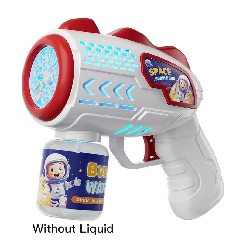 Neue poröse Astronauten-Elektro-Seifenblasenpistole, Kinderspielzeug, Seifenblasenmaschine, automatische Seifenblase mit Licht, Sommer-Party-Spiele im Freien