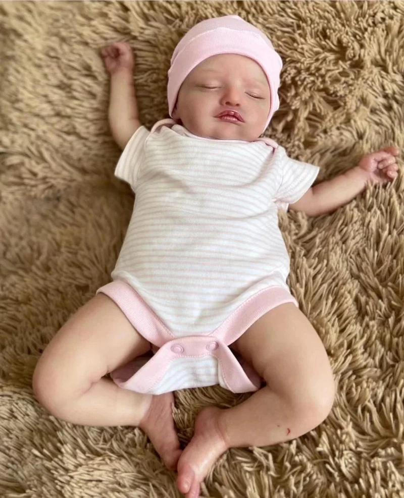 19 Zoll Reborn-Puppenbausatz Rosalie aus bemaltem Vinyl, unmontiert, lebensechtes Baby, 3D-Bemalung mit sichtbaren Adern, Stoffkörper inklusive