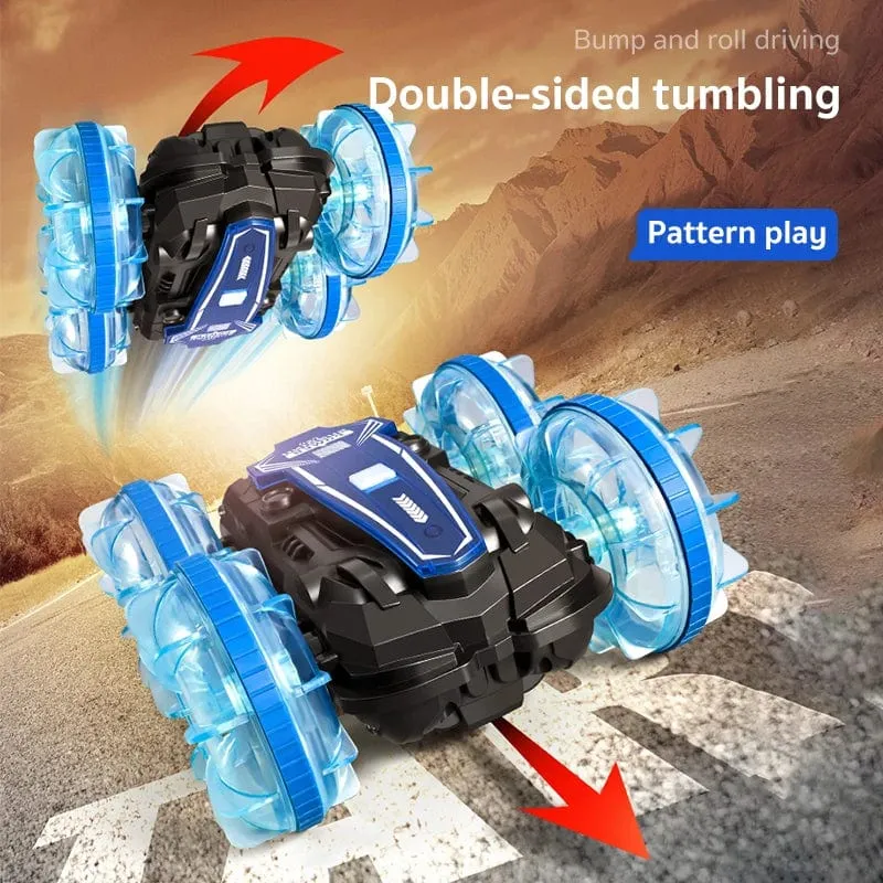 Neues LED-Amphibien-RC-Auto mit doppelter Fernbedienung, wasserdichtes Stunt-Auto, doppelseitiger Flip-Drift-Antrieb, 360 ° -Drehung, RC-Autos, Kinderspielzeug