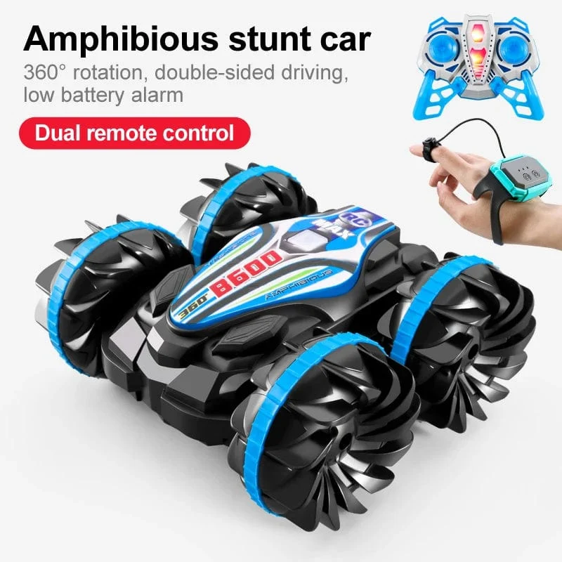 Neues LED-Amphibien-RC-Auto mit doppelter Fernbedienung, wasserdichtes Stunt-Auto, doppelseitiger Flip-Drift-Antrieb, 360 ° -Drehung, RC-Autos, Kinderspielzeug