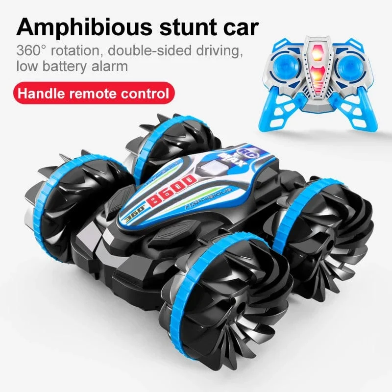 Neues LED-Amphibien-RC-Auto mit doppelter Fernbedienung, wasserdichtes Stunt-Auto, doppelseitiger Flip-Drift-Antrieb, 360 ° -Drehung, RC-Autos, Kinderspielzeug