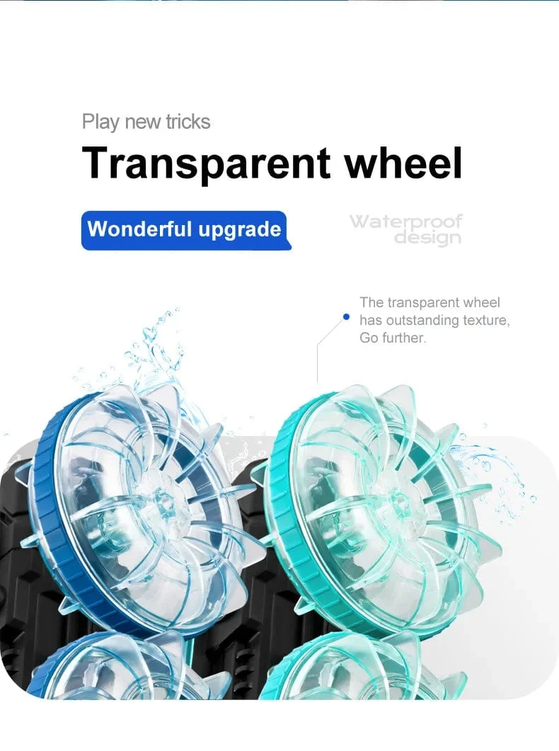Neues LED-Amphibien-RC-Auto mit doppelter Fernbedienung, wasserdichtes Stunt-Auto, doppelseitiger Flip-Drift-Antrieb, 360 ° -Drehung, RC-Autos, Kinderspielzeug