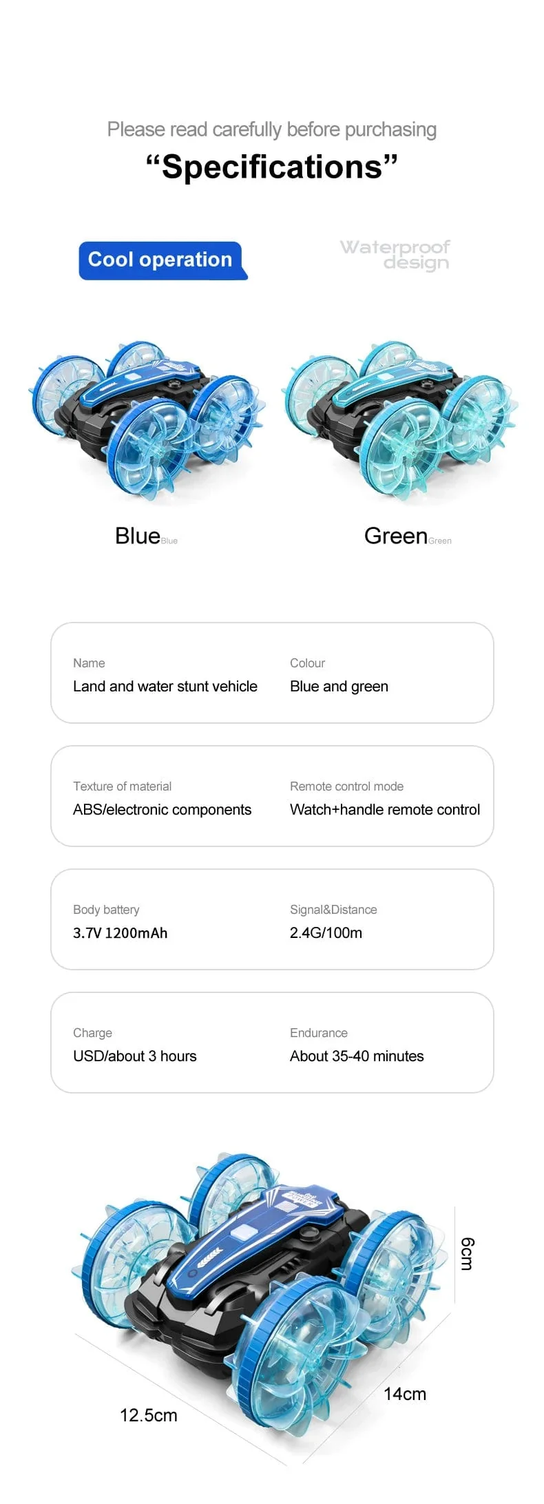 Neues LED-Amphibien-RC-Auto mit doppelter Fernbedienung, wasserdichtes Stunt-Auto, doppelseitiger Flip-Drift-Antrieb, 360 ° -Drehung, RC-Autos, Kinderspielzeug