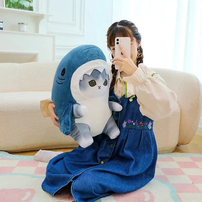 1 Stück Anime Hai Katze Plüschtier Niedliche Kuscheltiere Weiche Plüschtiere Puppenspielzeug Kissen Geburtstagsgeschenk für Kinder Erwachsene Mädchen Wohnkultur
